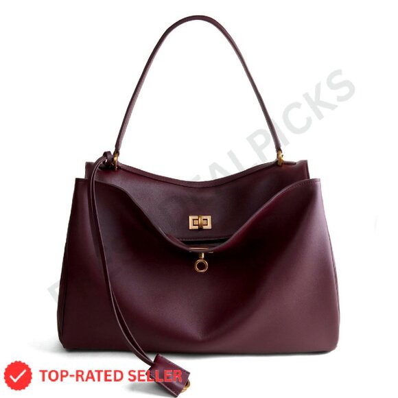 Genuine Leather Tote Bag Large Soft Cowhide Satchel Purse Elegant Chic